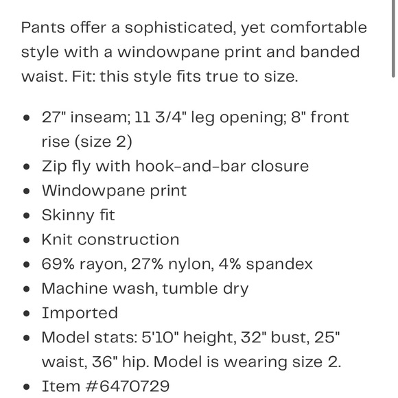 Amanda & Chelsea Alex Windowpane Print Pants - Picture 2 of 3